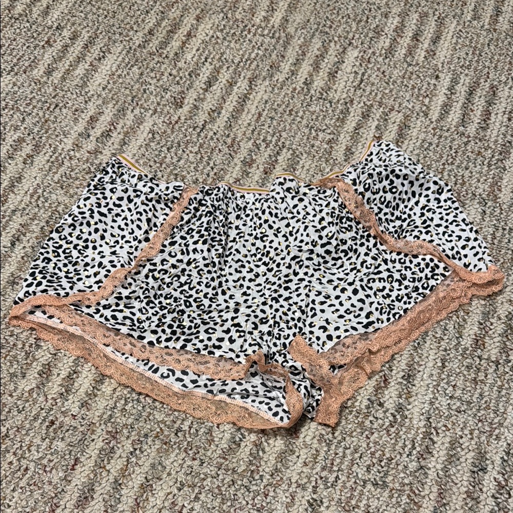 Victoria's Secret Black and Tan Leopard Print Sleep Shorts